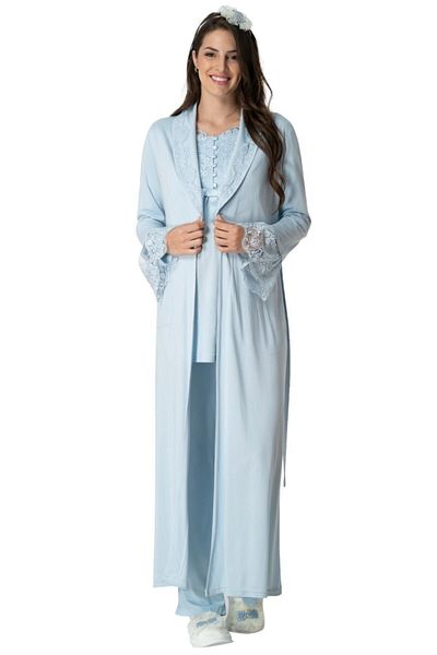 Mecit Pijama Mecit 1924 مجموعة الأمومة الزرقاء المكونة من أربع قطع