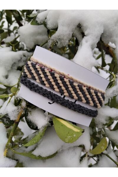 Şengül Handmade String Knitted Set of 3 Men's Bracelets