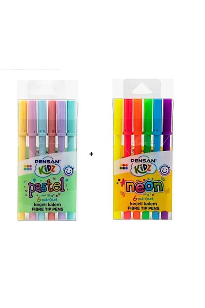 Pensan Felt Pen 6 Pieces Neon and 6 Pieces Pastel Color