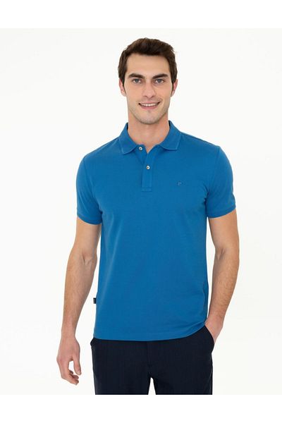 Pierre Cardin Μπλε Slim Fit Basic Polo γιακά T-shirt