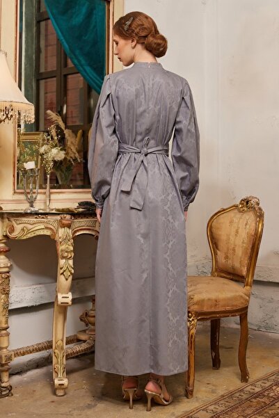 Ceylan Otantik Gri Jakarlı Abiye