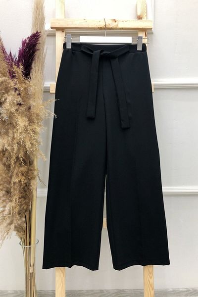 MODAQU Hose mit weitem Bein und Gürtel – Schwarz