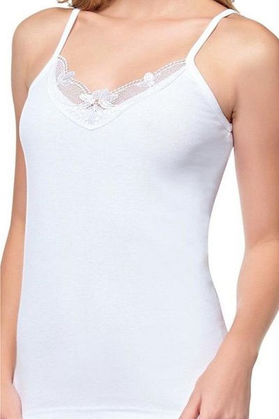 Mevsim 6 Pieces Women's Combed Cotton Laced Rope Strap Athlete White 30502
