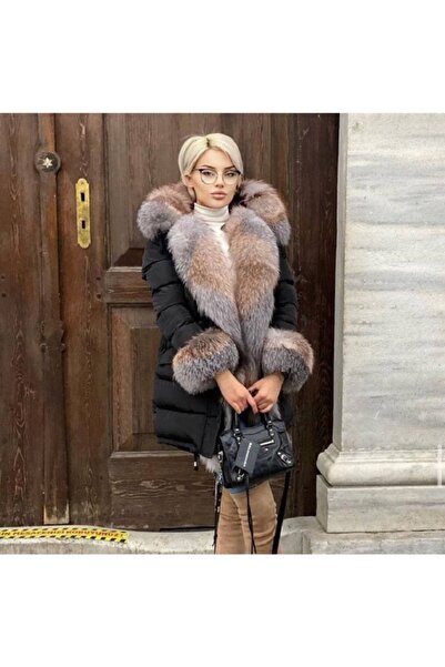 Milano Calvino سترة نسائية قابلة للنفخ من الفرو (أسود)