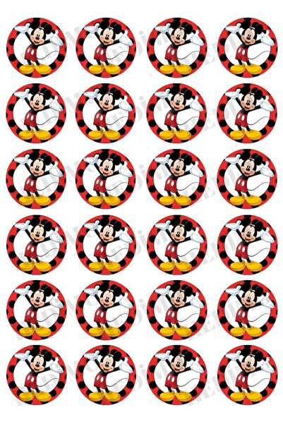 hedimo Mickey Mause 24'lü Yenilebilir Pasta Ve Kurabiye Baskı Kağıdı