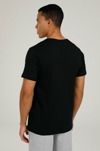Kinetix Sn731 Lıam Λεπτομέρεια στήθους T Siyah Erkek Kısa Kol T-shirt