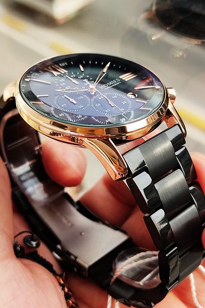 Homies Men's Wristwatch 3 Atm Waterproof Black Color Steel Band Bracelet Gift Cbk806