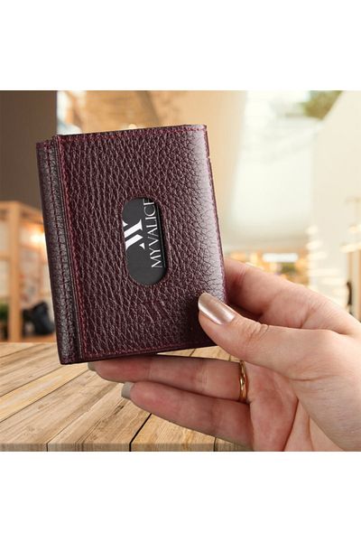 My Valice Unisex Genuine Leather Wallet And Card Holder 1819 Claret Red