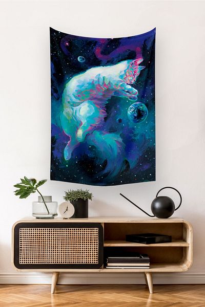 Vagonik Χαλί τοίχου Cat And Space 140 X 100 cm-70x100 cm
