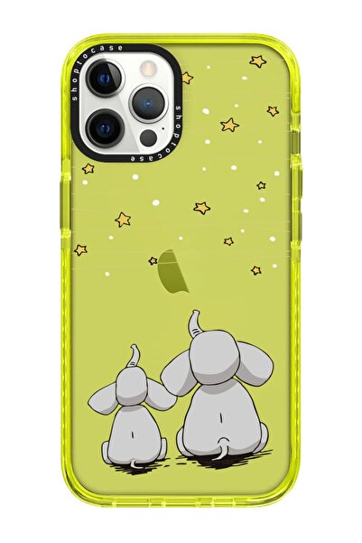 shoptocase Iphone 13 Pro Uyumlu Sarı Impact Yıldızlı Filler Tasarımlı Telefon...