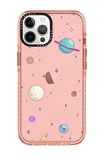 shoptocase Iphone 13 Pro Uyumlu Pembe Impact Gezegenler Tasarımlı Telefon Kılıfı