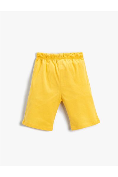 Koton Basic gestreifte Shorts aus Baumwolle mit Spitzenbund