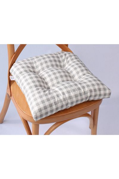 ALTINPAMUK Gold Pofidik Gingham Chair Cushion 38X38 Gray