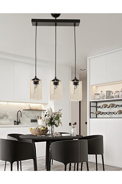 Etsylight Dora Sıralı 3 Salon, Antre,mutfak Cam Avize