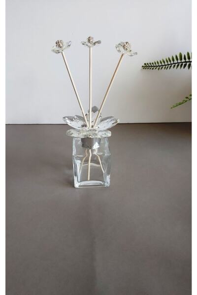 DM 100cc Kare Kristal Cam Oda Koku Şişesi Gümüş M.