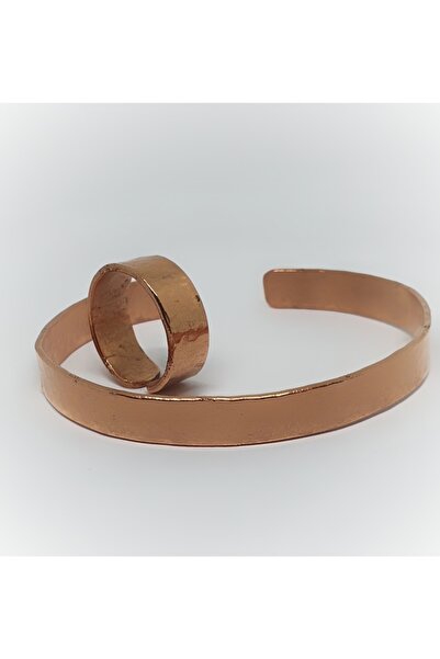 LOVI طقم سوار وخاتم من النحاس النقي للجنسين بعرض 1 سم