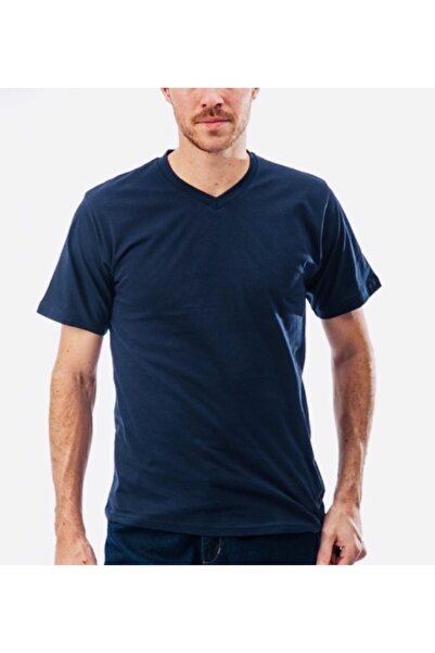 İşte Tişörtüm Lacivert V Yaka Penye T-shirt Personel Giyim