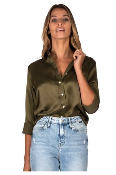 Piola Club Cămașă de damă kaki din satin