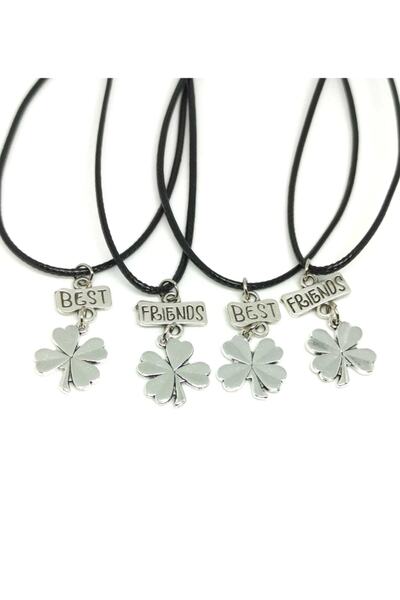 TUNA TAKI & AKSESUAR Minimal Dört 4 Yapraklı Yonca 4'lü Best Friends Bff Arkadaşlık Kolyesi