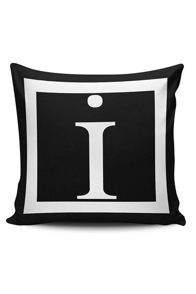 Alacastore Literă decorativă alb-negru pernă husă de pernă Litera I