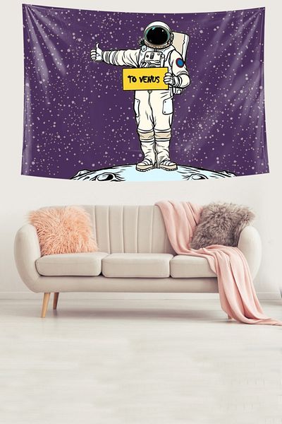 on the clouds To Venus Astronaut Pattern Tapiserie de perete din țesătură texturată din catifea rezistentă la pete