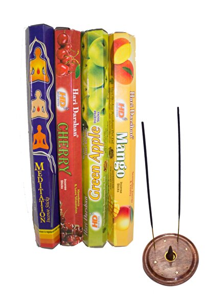 HARİ DARSHAN Tütsü Set 80 Çubuk 4 Paket + Tütsü Altı Hediyeli