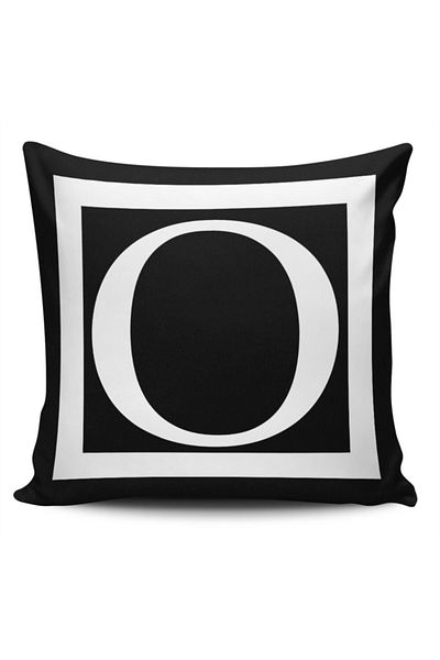 Alacastore Literă decorativă alb-negru pernă husă de pernă Litera O