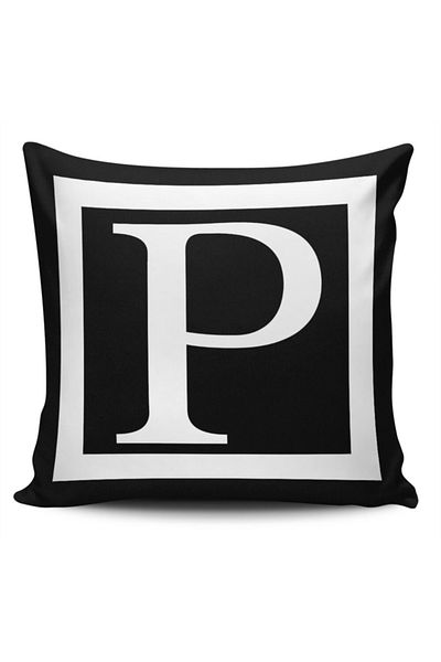 Alacastore Literă decorativă alb-negru Pernă Husă de pernă Litera P