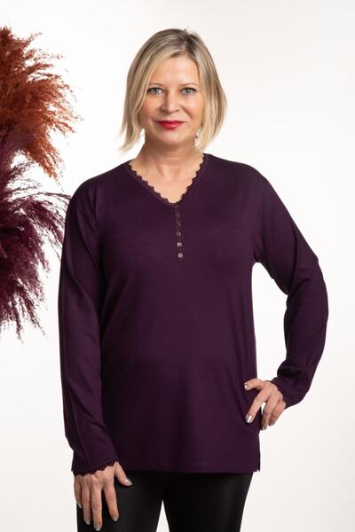 Boutique Arzu İnan Kadın Mor V Yaka Anne Bluz
