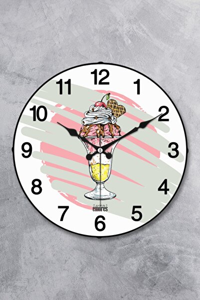 EMORES 25 Cm Dekoratif Plastik Cam Bombeli Mutfak Duvar Saati