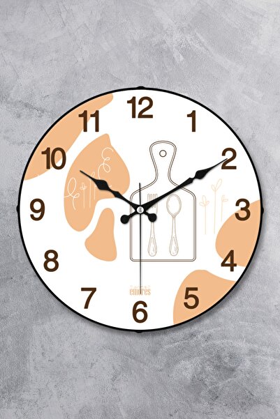 EMORES 25 Cm Dekoratif Plastik Cam Bombeli Mutfak Duvar Saati