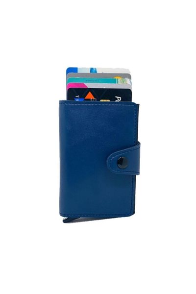 Walle's Polo Comely Rfid Protected Leather Αυτόματος Μηχανισμός Αλουμινίου Unisex Πορτοφόλι - Κάτοχος κάρτας