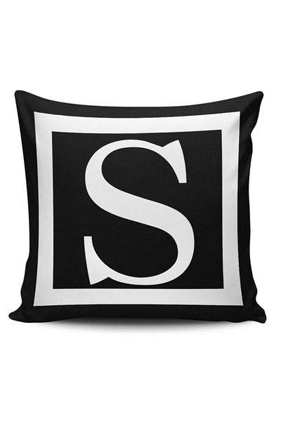 Alacastore Literă decorativă alb-negru husă de pernă litera S