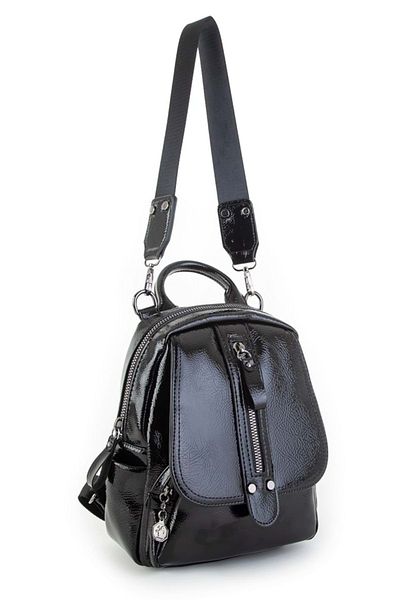 Nas Bag Vera Bag Nas Women's Backpack and Shoulder Bag Wrinkled-patent black