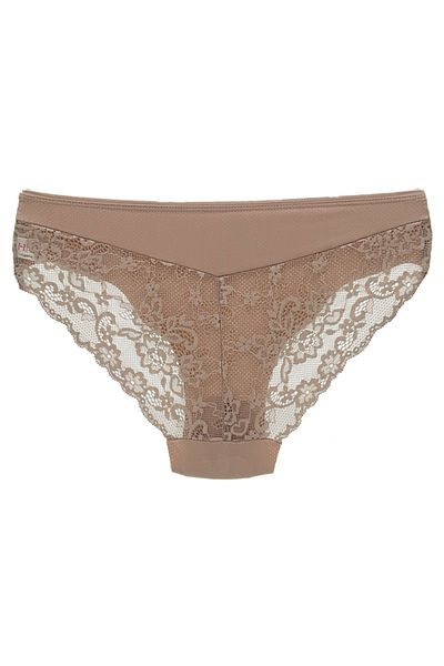 HNX Γυναικείο εσώρουχο καφέ Micro Fabric Lace Back Slip