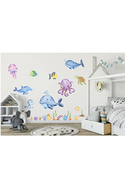 efekt reklam Autocolant de perete pentru cameră pentru copii Mega Set Animale de mare