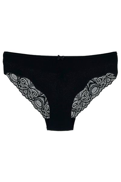 HNX Μαύρο Micro Fabric Lace Back Slip Γυναικείο εσώρουχο