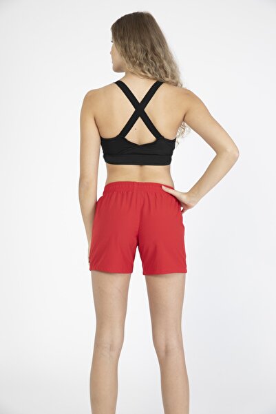 Miami Beach Kadın Kırmızı Iki Yan Cepli Orta Boy Hızlı Kuruyan Mayo Deniz Şortu