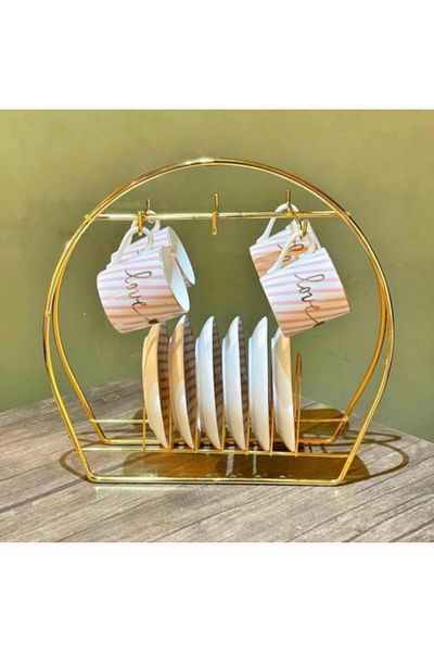 Webinay Home Gold 6-Piece Metal Coffee Cup Hanger Metal Cup Holder