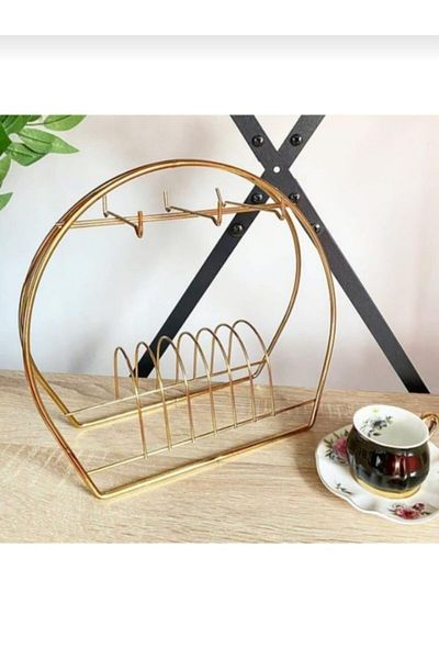 Webinay Home Gold 6-Piece Metal Coffee Cup Hanger Metal Cup Holder