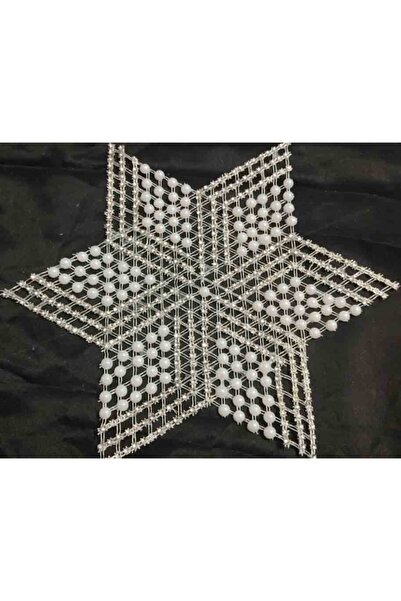 ART HEDİYE 6 Pieces Pulley Work Beaded Star Napkin Lace Tsrm32-6