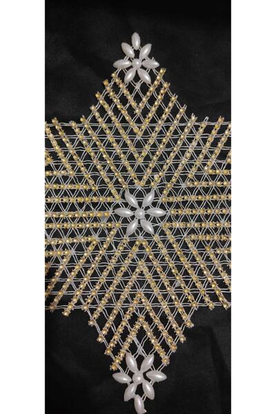 ART HEDİYE 12 Pieces Pulley Beaded Star Napkin Lace Tsrm43-12