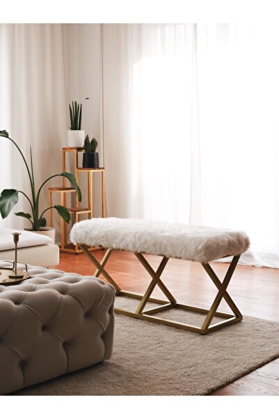 evodeko Gold Peluş Bench Puf