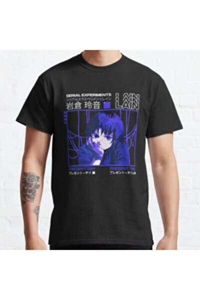 GALASHOP تيشيرت أسود كلاسيكي للجنسين من Serial Experiments Lain Darker موديل ...
