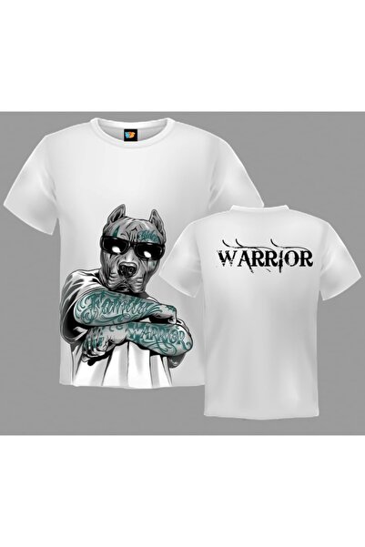 GALASHOP تيشيرت كلب محارب أبيض مطبوع من الخلف موديل 303