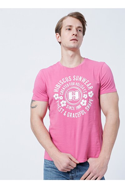 LİMON COMPANY Limon Bisiklet Yaka Basic Fuşya Erkekt-shirt - Kıno