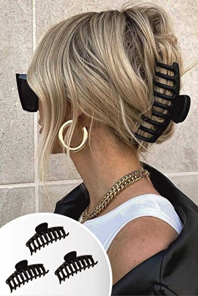 C&E Design Γυναικείο Σετ με 3 Μαύρες Πόρπες Trend Large Xl