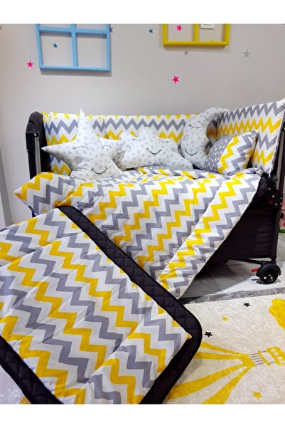 bebek_iklimi 70x110 Baby Sleeping Set Zigzag Pattern 10 Pieces Compatible wit...