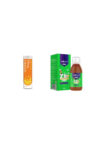 VeNatura 15 Effervescent Tablets - Vitamin C, Glutathione, Zinc and Vitamin D + 100 ml Zinc for Children