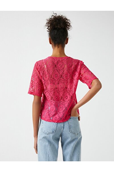 Koton Rövid ujjú fodros csipke póló